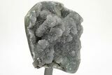 Sparkling, Gray Druzy Quartz Geode Section on Metal Stand #209229-2